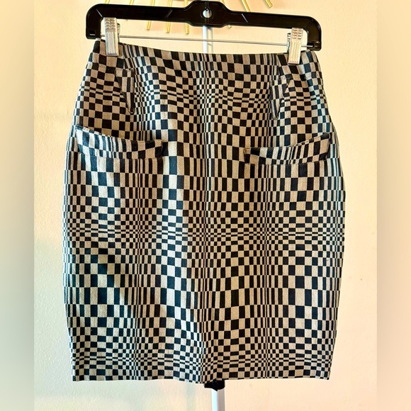 Thierry Mugler vintage 1985 wool blend optical illusion mini skirt size 38 2 EUC - Picture 1 of 7